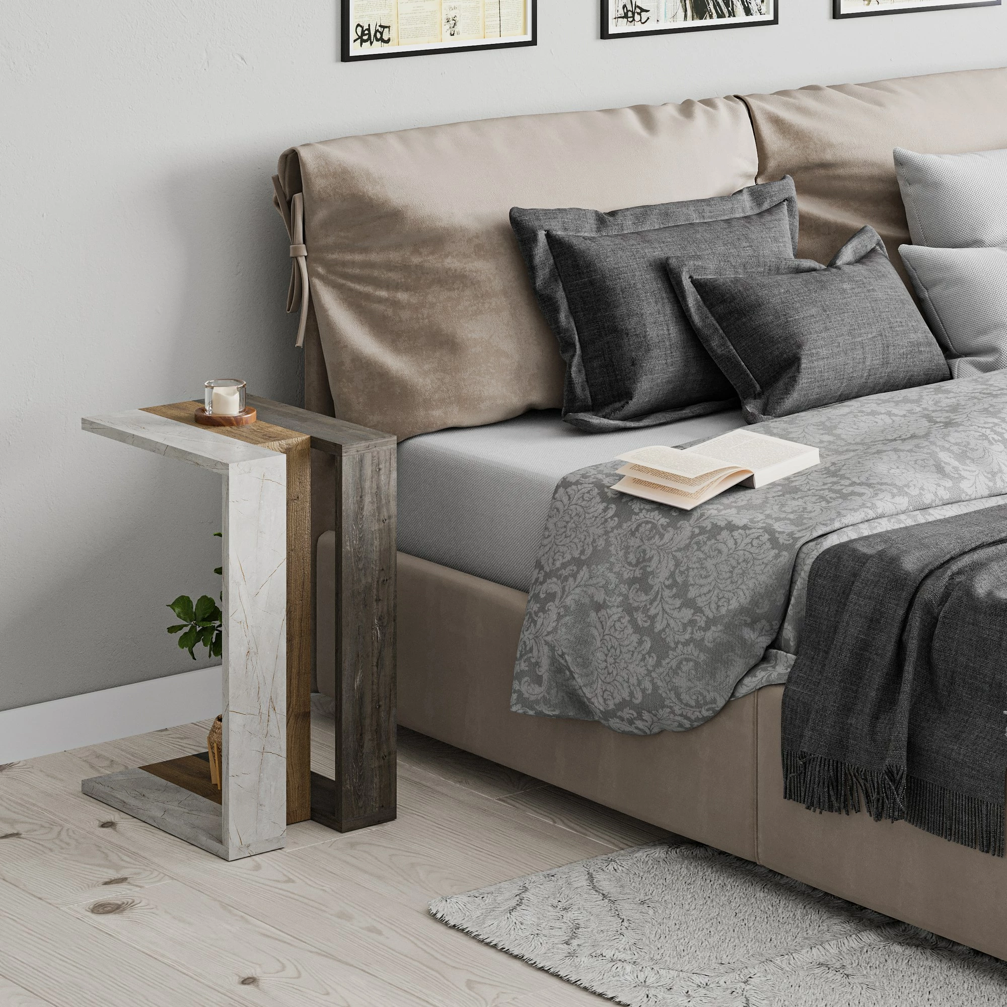 Tavolinë anësore Skye Decor, ngjyrë kafe e errët, Hitit