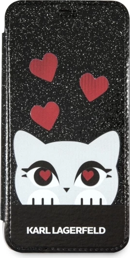 Mbështjellës Karl Lagerfeld Valentine për iPhone X/Xs, Eco-leather, i zi