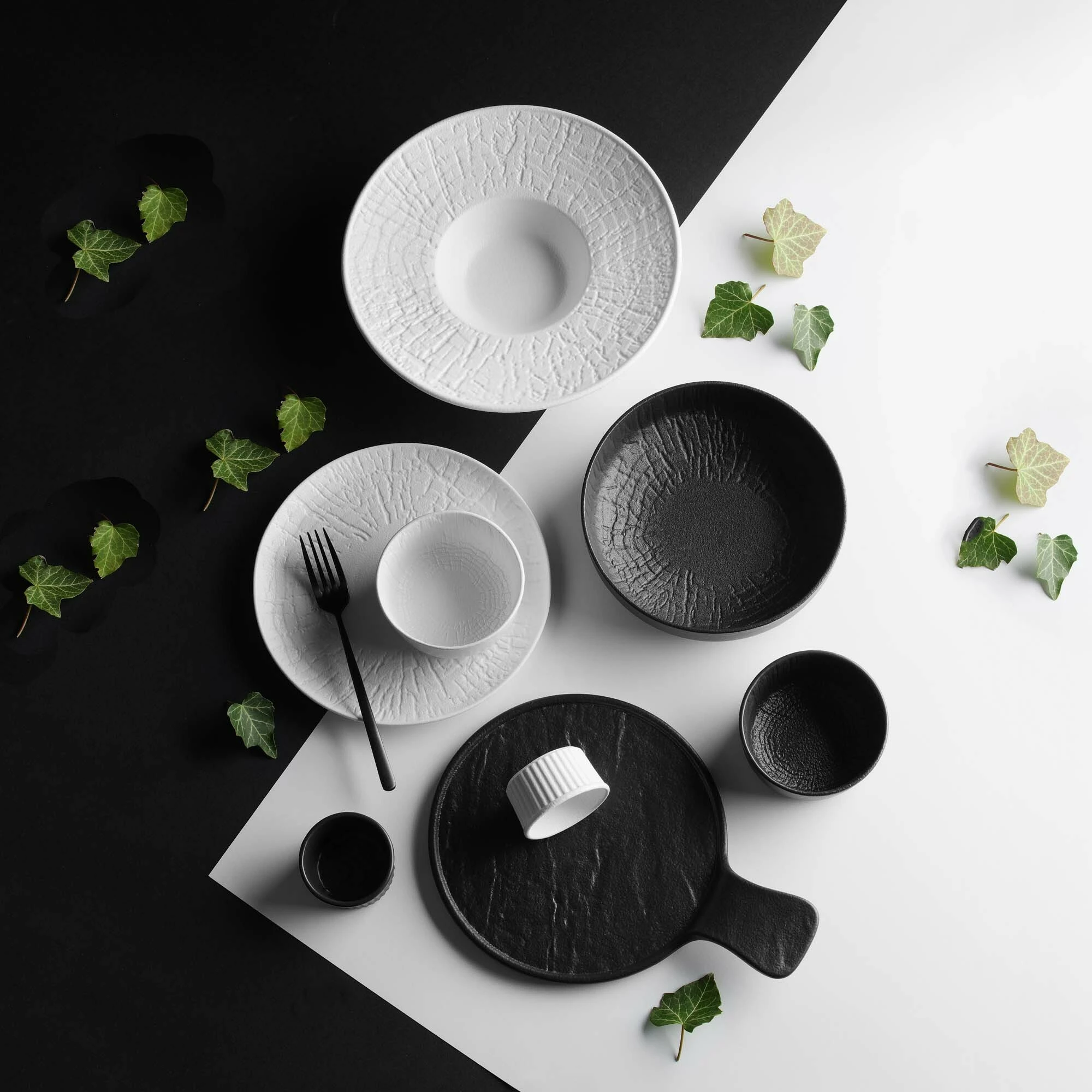 Tas i cekët Fine Dine Crust 200mm 1200ml, i zi, set 3 copë