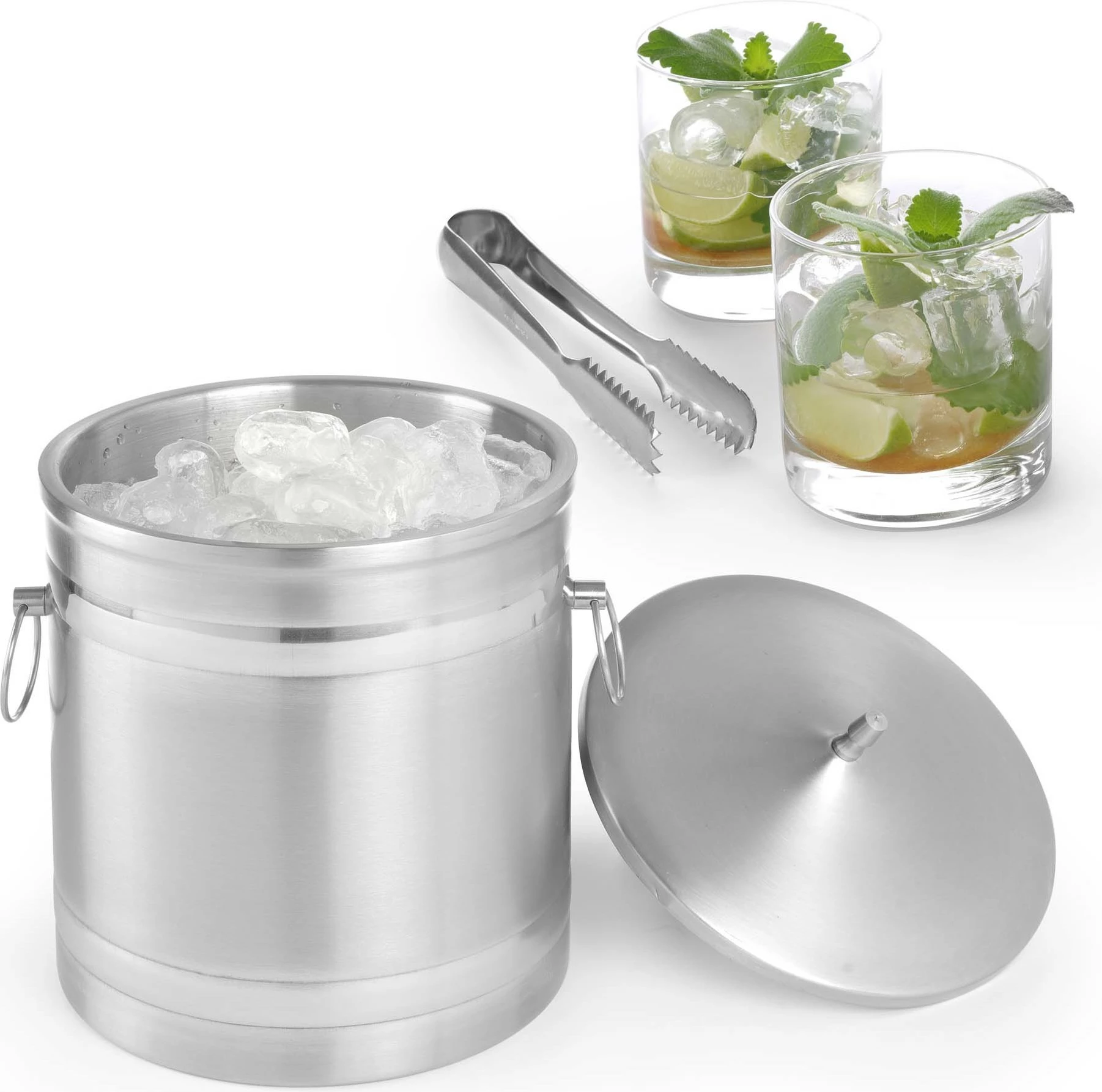 Kovë akulli me dy shtresa, Bar Up, 5L, inox, Ø200 x H230mm, argjendtë