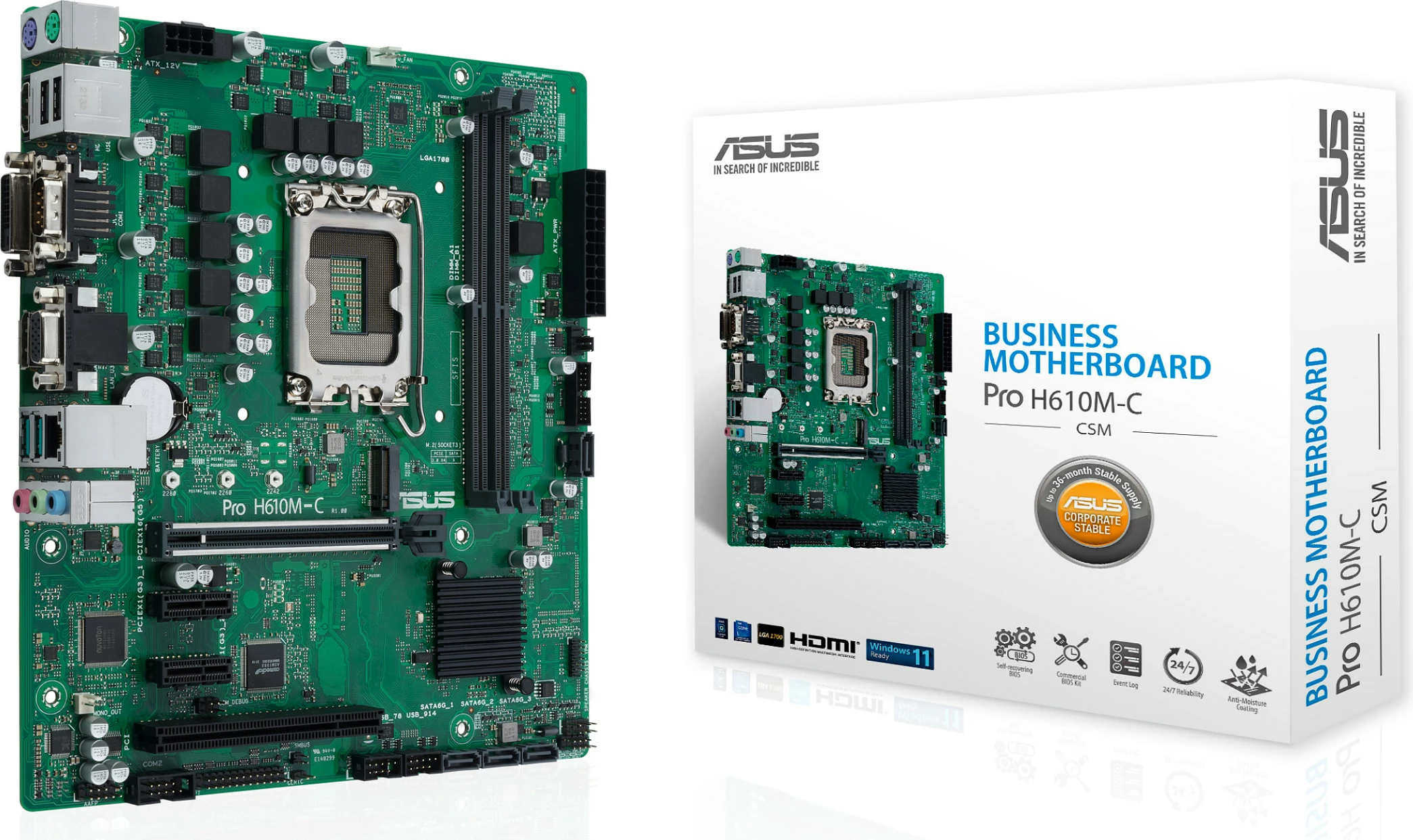 Pllakë amë ASUS Pro H610M-C-CSM, Intel, LGA 1700, DDR5, 64 GB, micro ATX