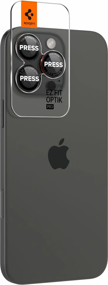 Mbrojtës xhami i temperuar për lente kamere Spigen Optik Pro L-Series Glas.tR EZ Fit për iPhone 14 Pro/Pro Max, 15 Pro/Pro Max, 16 Pro/Pro Max, 17 Pro/Pro Max, 9H, 2-pack, i zi me skaj të kuq