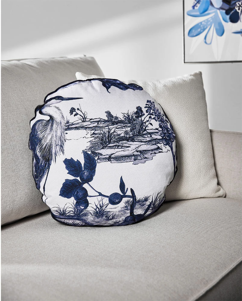 Jastëk dekorativ Lake, pambuk, 45x45cm, bardhë-blu