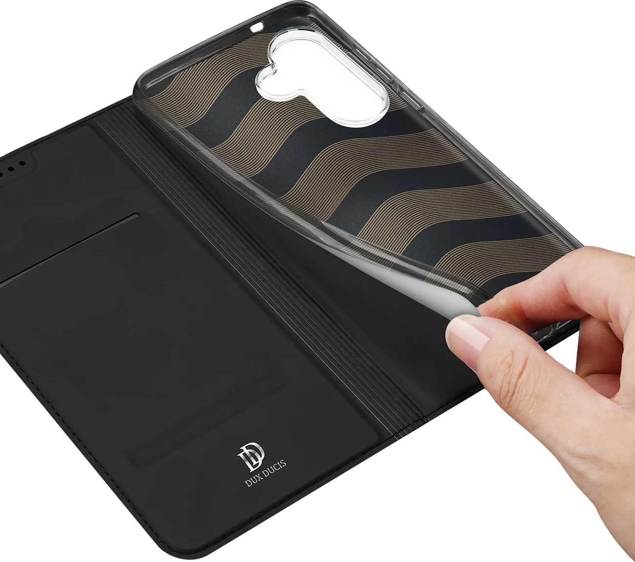 Mbështjellës Dux Ducis Skin Pro për Samsung Galaxy S26 Plus, me kuletë dhe mbajtëse, PU/TPU, i zi