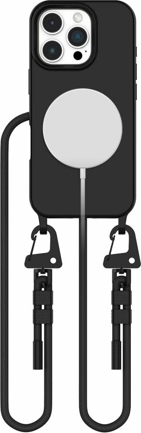 Mbështjellës Tech-Protect Magnecklace për iPhone 16 Pro Max, MagSafe, i zi, me litar