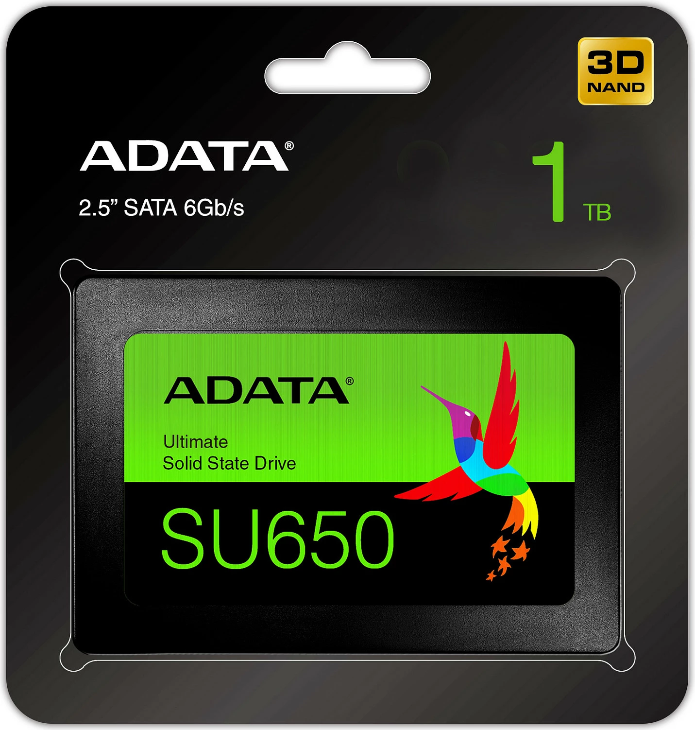 SSD i brendshëm ADATA SU650, 1TB, 2.5" SATA III, 520/450MB/s, i zi/jeshil