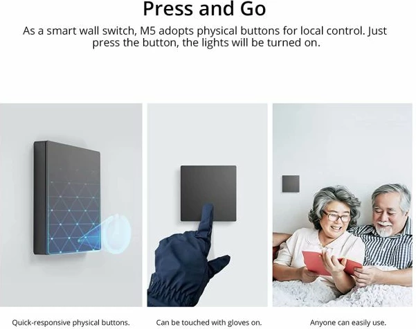 Switch muri smart SONOFF M5-1C-80, Wi‑Fi 2.4GHz, 1-kanal, standard EU, AC 120-240V, gri e errët, single