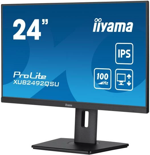 Monitor iiyama ProLite XUB2492QSU-B1 24" IPS 100Hz FreeSync USB 3.2 hub altoparlantë HDMI/DisplayPort i zi