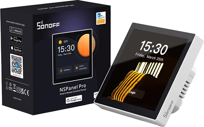 Panel kontrolli i mençur Sonoff NSPanel Pro, 3.95" ekran me prekje, WiFi/Bluetooth/ZigBee, i bardhë