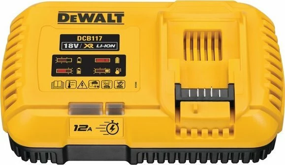 Karikues DeWalt DCB117-QW 18V 12A për bateri Li-Ion XR/FLEXVOLT, verdhë/zi