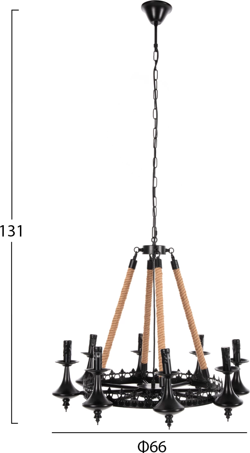 Llambë tavanore me 8 drita, FH4169, metal i zi, Φ66x131H cm