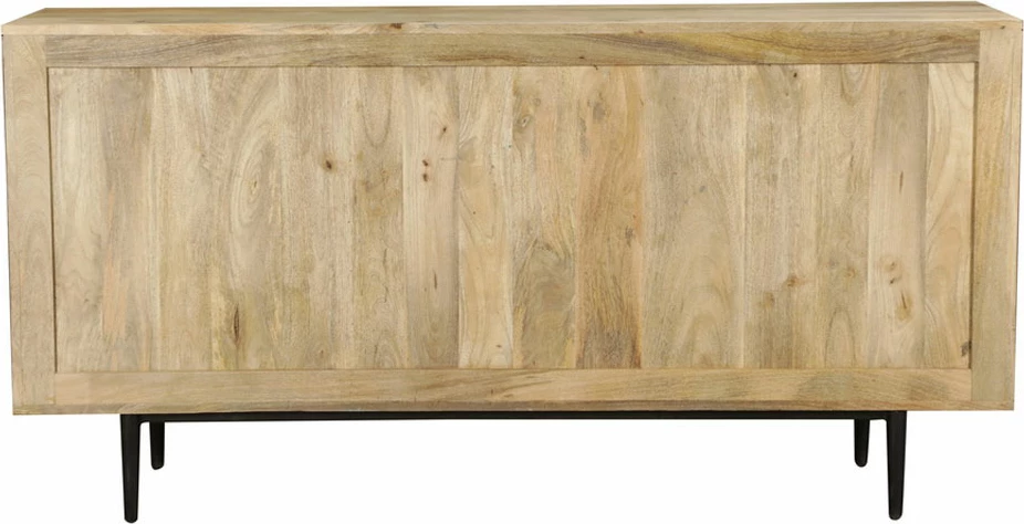 Komodë anësore Wave, dru mango natyral, metal i zi, 160x40x80