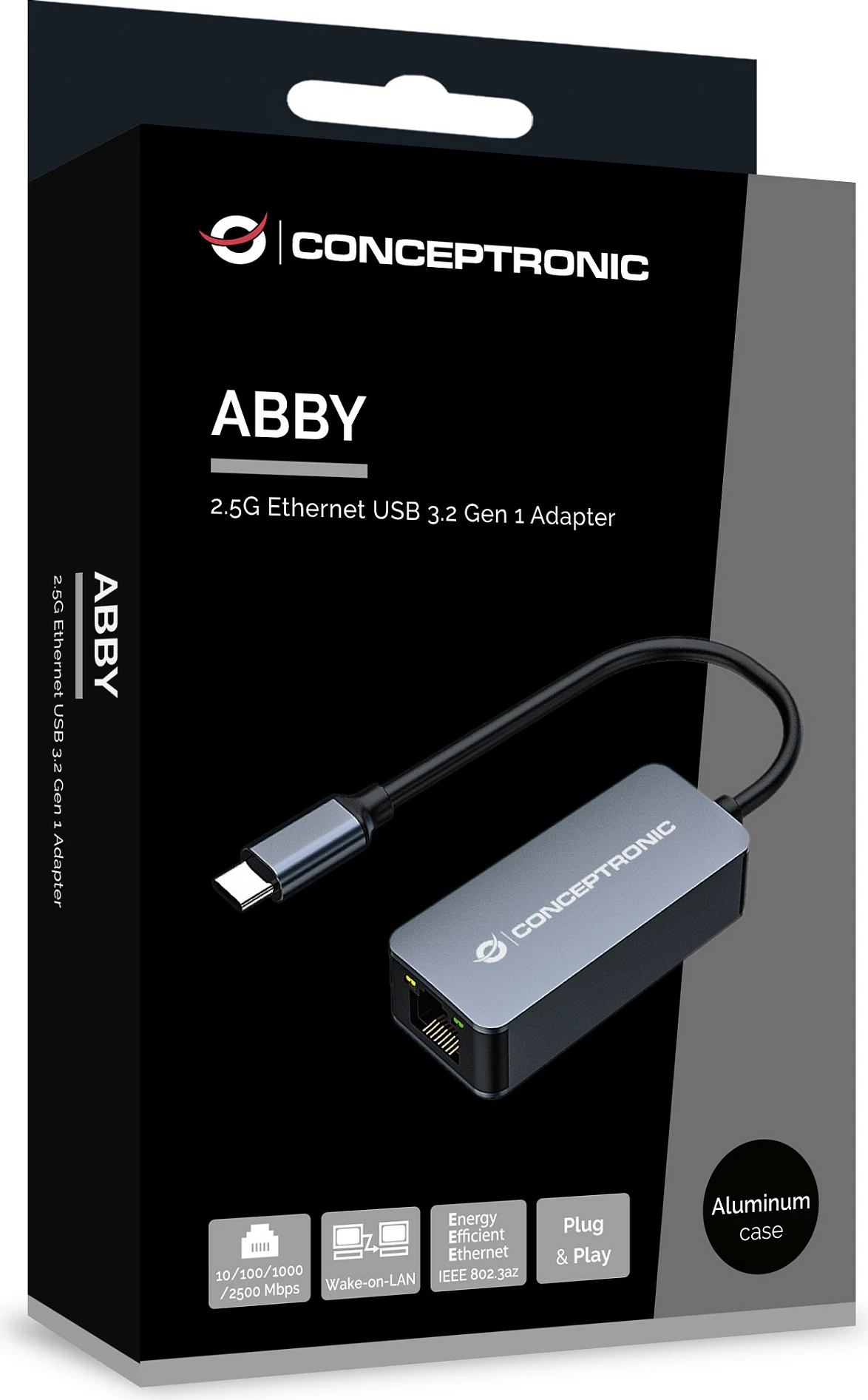Adapter Ethernet USB-C Conceptronic ABBY12GC, 2.5Gbps, USB 3.2 Gen 1, Gri