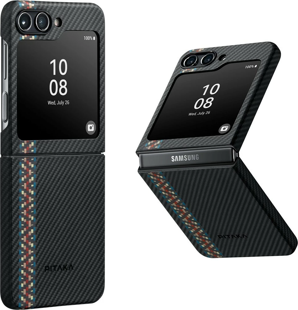 Mbështjellës Pitaka MagEZ Case 3 Rhapsody për Samsung Galaxy Z Flip 5, MagSafe, aramid fiber, i zi/multikolor 5