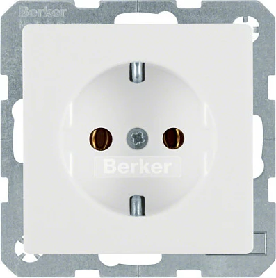 Prizë muri BERKER 47436089, Type F (Schuko), 16A 250V, 1 dalje, e bardhë
