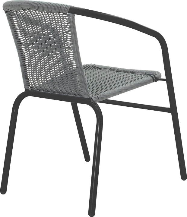 Tavolinë me karrige për terasë Vergo-Obbi, metal i zi, Φ60x70cm