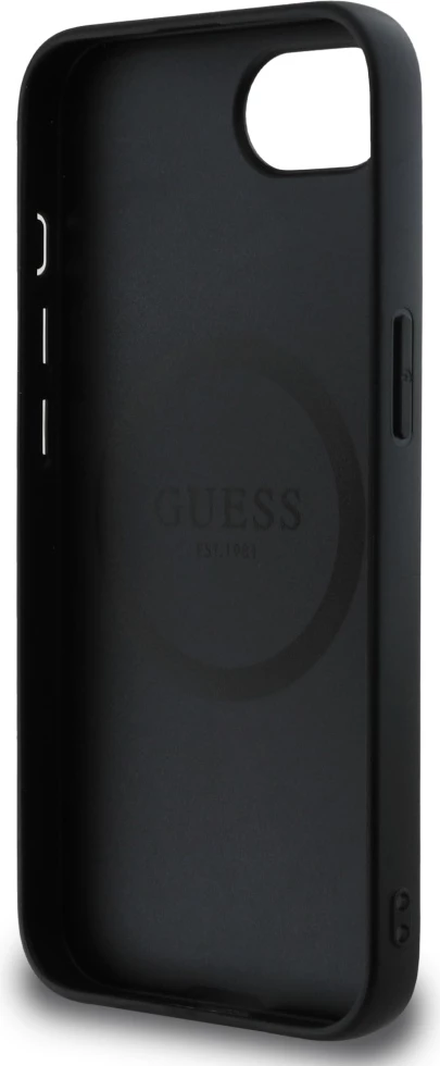 Mbështjellës, Guess, 4G Script Logo MagSafe, për iPhone 16e, hardcase TPU/PC, me MagSafe, i zi
