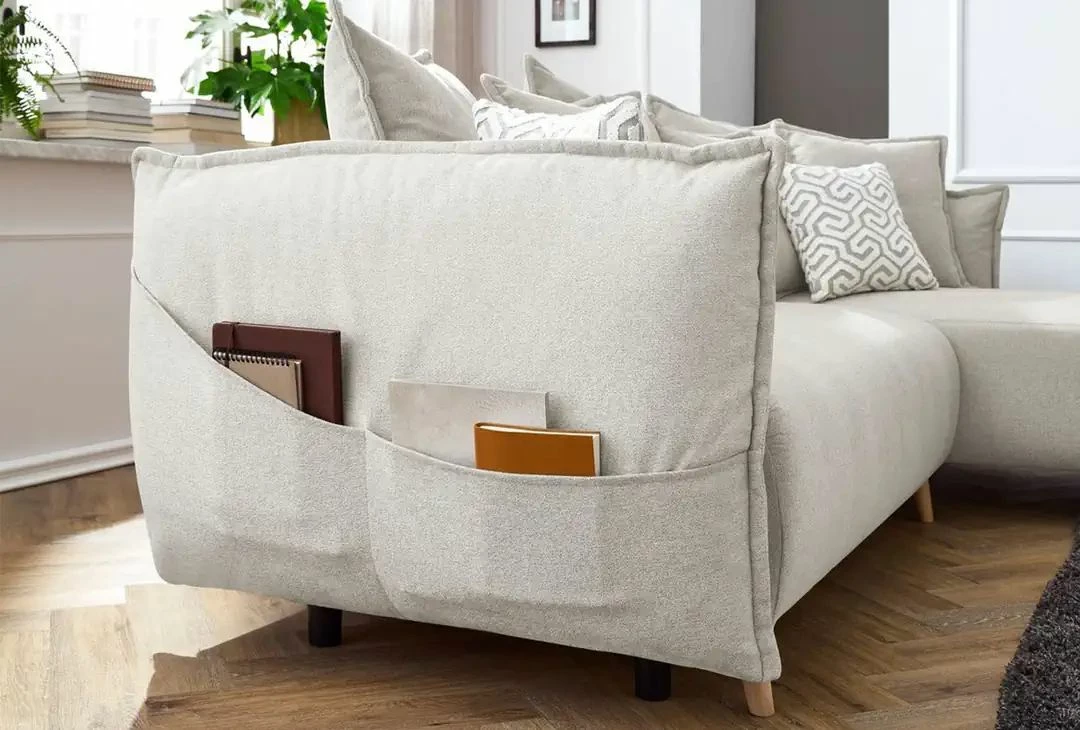 Kënd-sofë krevate, Atelier del Sofa, ngjyrë krem, me 8 jastëkë