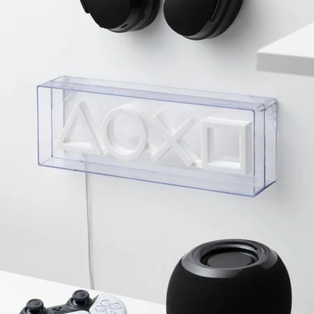 Lampë LED neon Paladone PlayStation, 30.5 x 15.5 cm, USB, shumëngjyrëshe