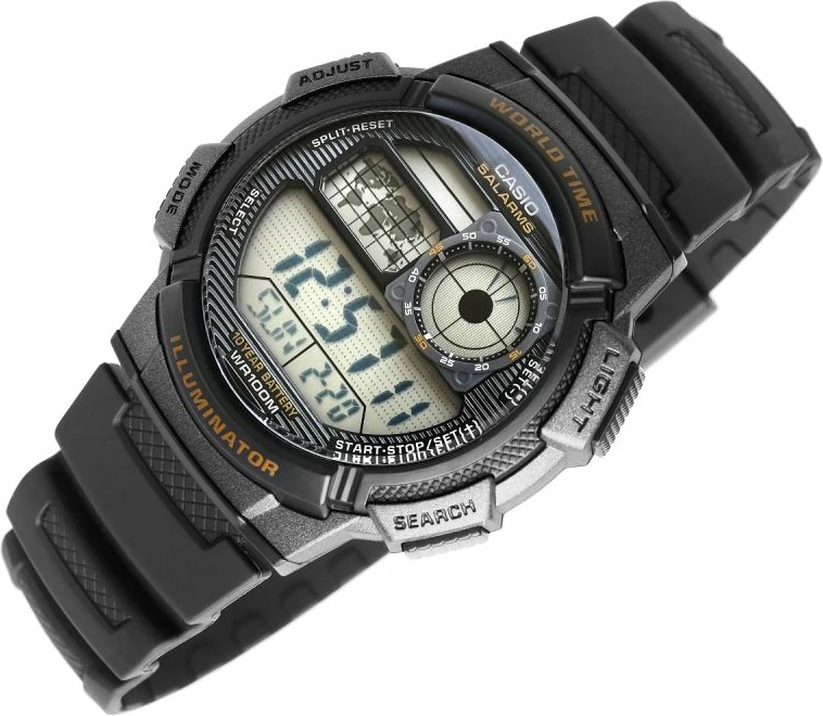 Orë dore për meshkuj Casio, e zezë