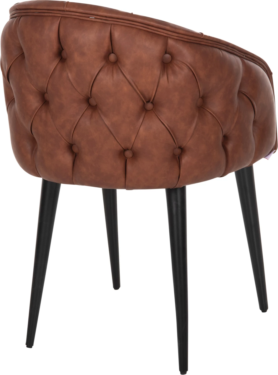 Fotel Loretta, lëkurë PU ngjyrë kafe e çelët, këmbë druri të zeza, FH9271.53, 53x60x82H cm