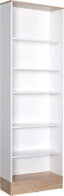 Raft librash Bator, ngjyrë bardhë-lisi, 60x26x197cm