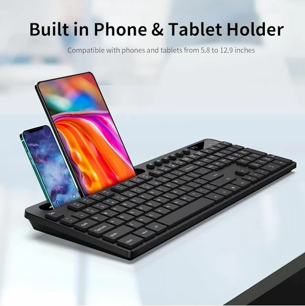 Set tastierë wireless + maus Marvo Office KC411W, layout SLO/HR, me mbajtëse telefoni/tableti, e zezë