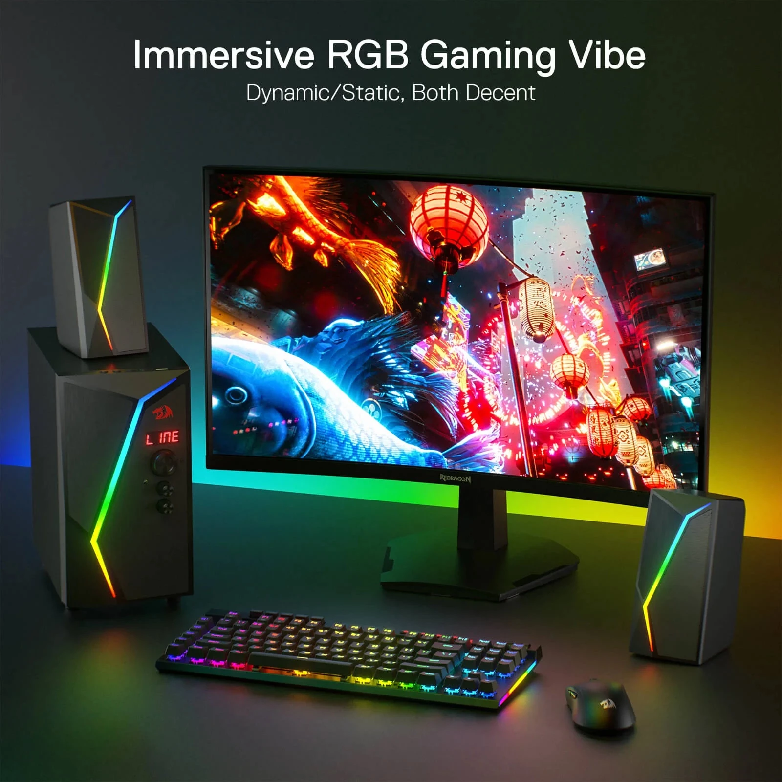 Sistem altoparlantësh 2.1 Redragon Anvil Pro GS520-PRO 25W me Bluetooth, RGB, telekomandë, i zi