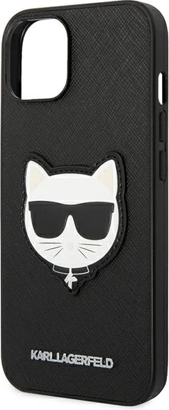 Mbështjellës Karl Lagerfeld KLHCP14MSAPCHK për iPhone 14 Plus 6.7", Saffiano Choupette Head Patch, i zi