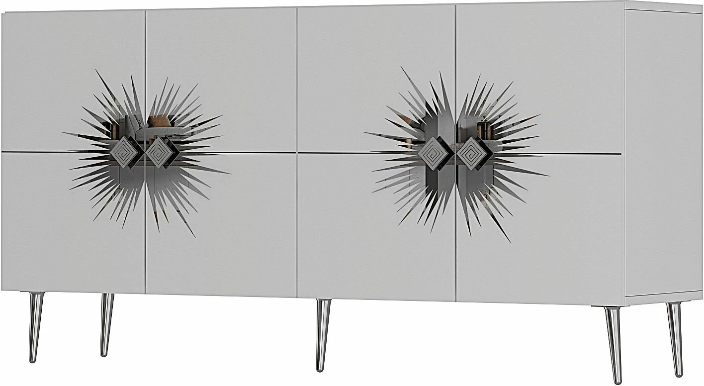 Konsol Skye Decor, Nida KB150, e bardhë, argjend
