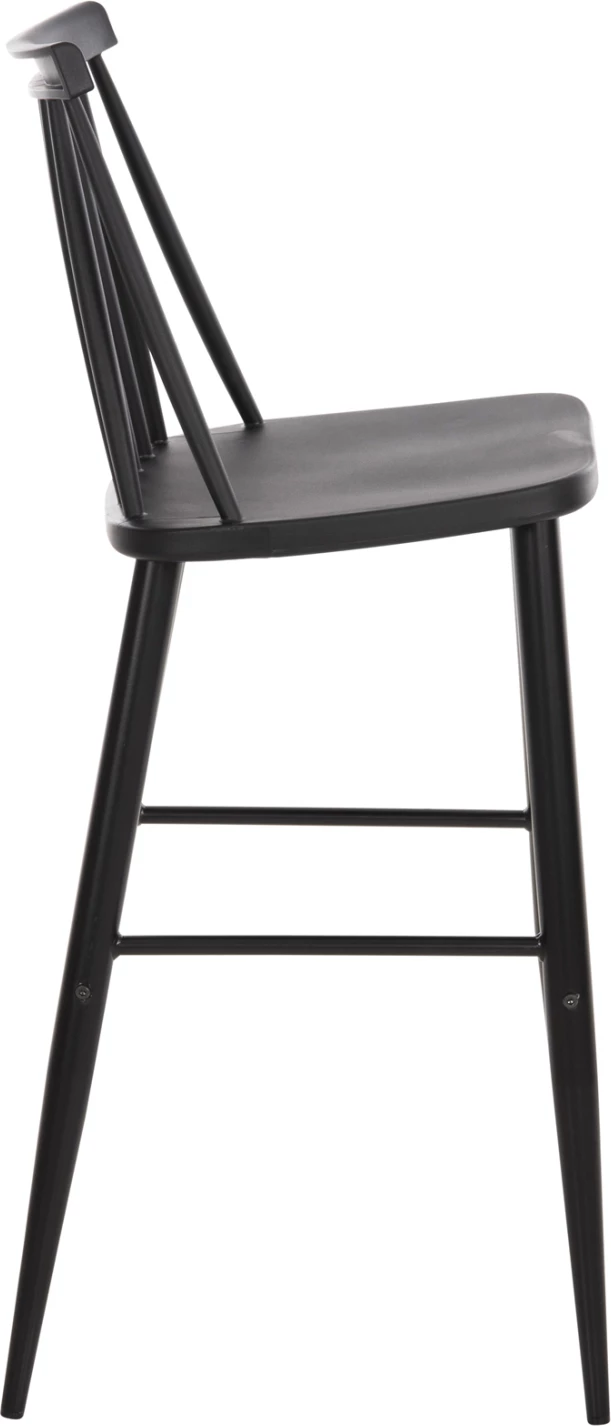 Karrige për bar, vend i lartë, VANESSA FH8459.12, e zezë PP & këmbë metalike të zeza, 47x48,5x107H cm., set prej 2 copë