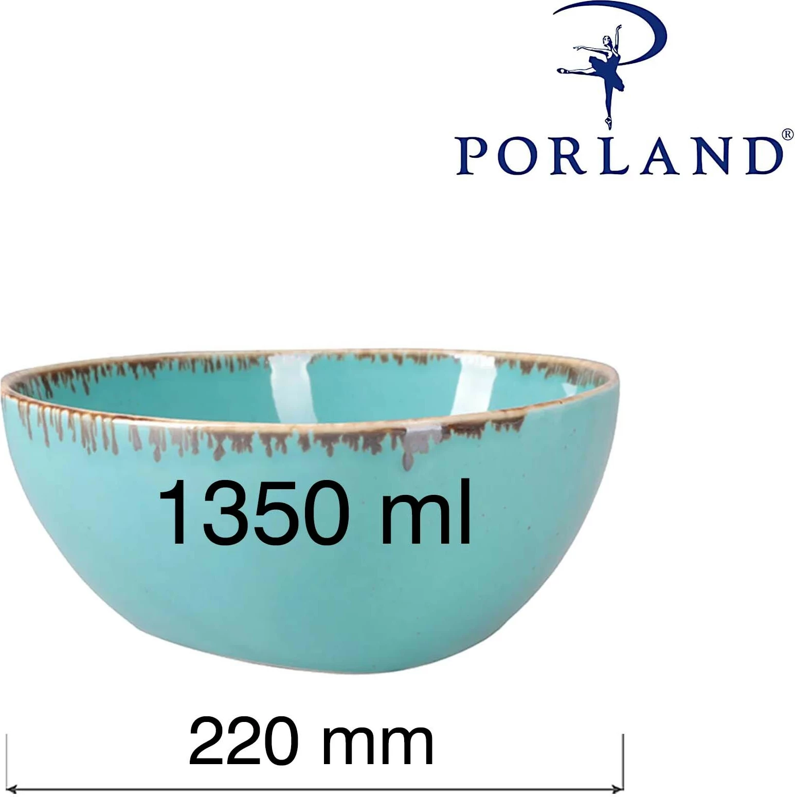 Tas trekëndor Porland Seasons Laguna 220 mm / 1350 ml, blu e qiellit, set 2 copë