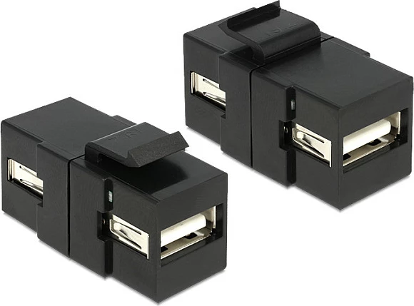 Adapter Keystone DeLOCK 86367, USB 2.0 A femër–femër, i zi