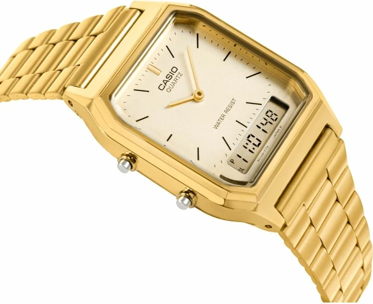 Orë dore për meshkuj Casio Vintage AQ-230GA-9DMQYES, e artë, me kuti