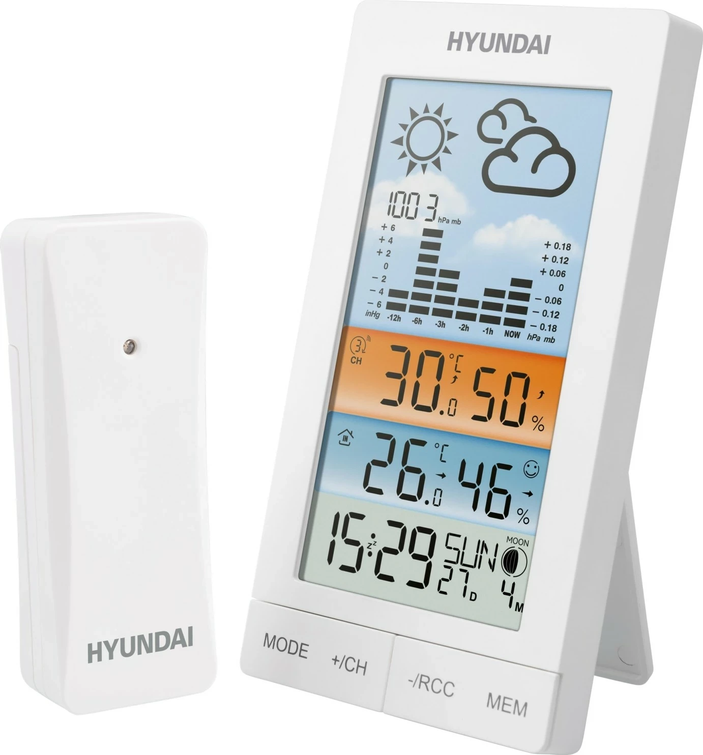 Stacion moti Hyundai HY-WS2050, ekran transparent, i bardhë