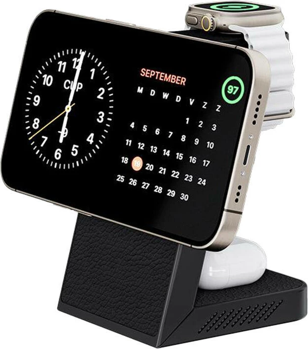Karikues wireless INVZI MGF7B 3-në-1, 15W, i zi
