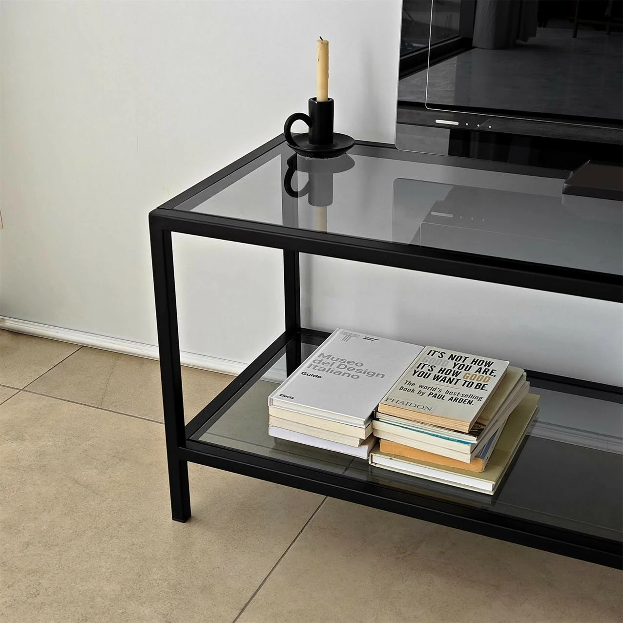 Komodë TV Hanah Home, Basic, ngjyrë gri e errët dhe e zezë
