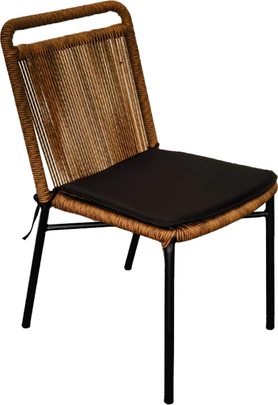 Karrige Hang, ratan sintetik natyral i errët, jastëk i zi, 48x61x83cm