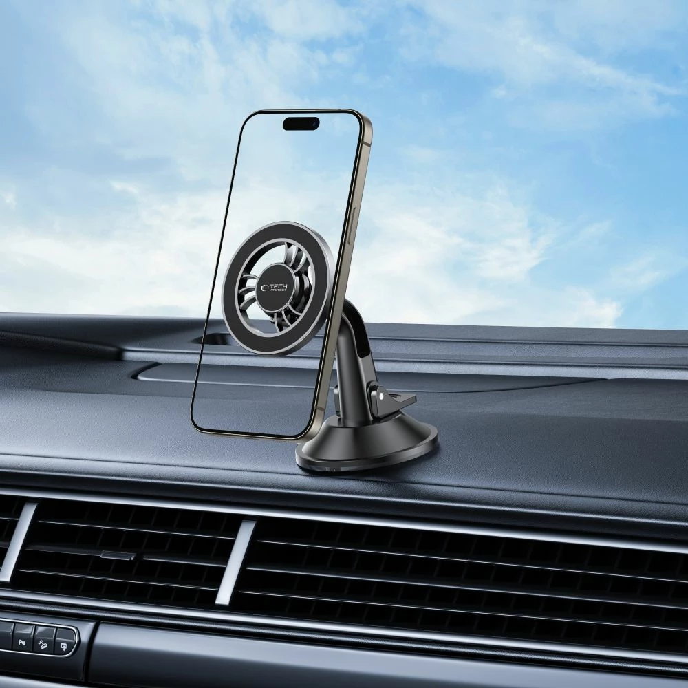 Mbajtës magnetik për veturë Tech-Protect N56, MagSafe, për kokpit ose xham, i zi