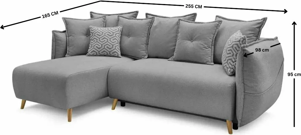 Kënd-sofë krevati Atelier del Sofa, gri, Puffy