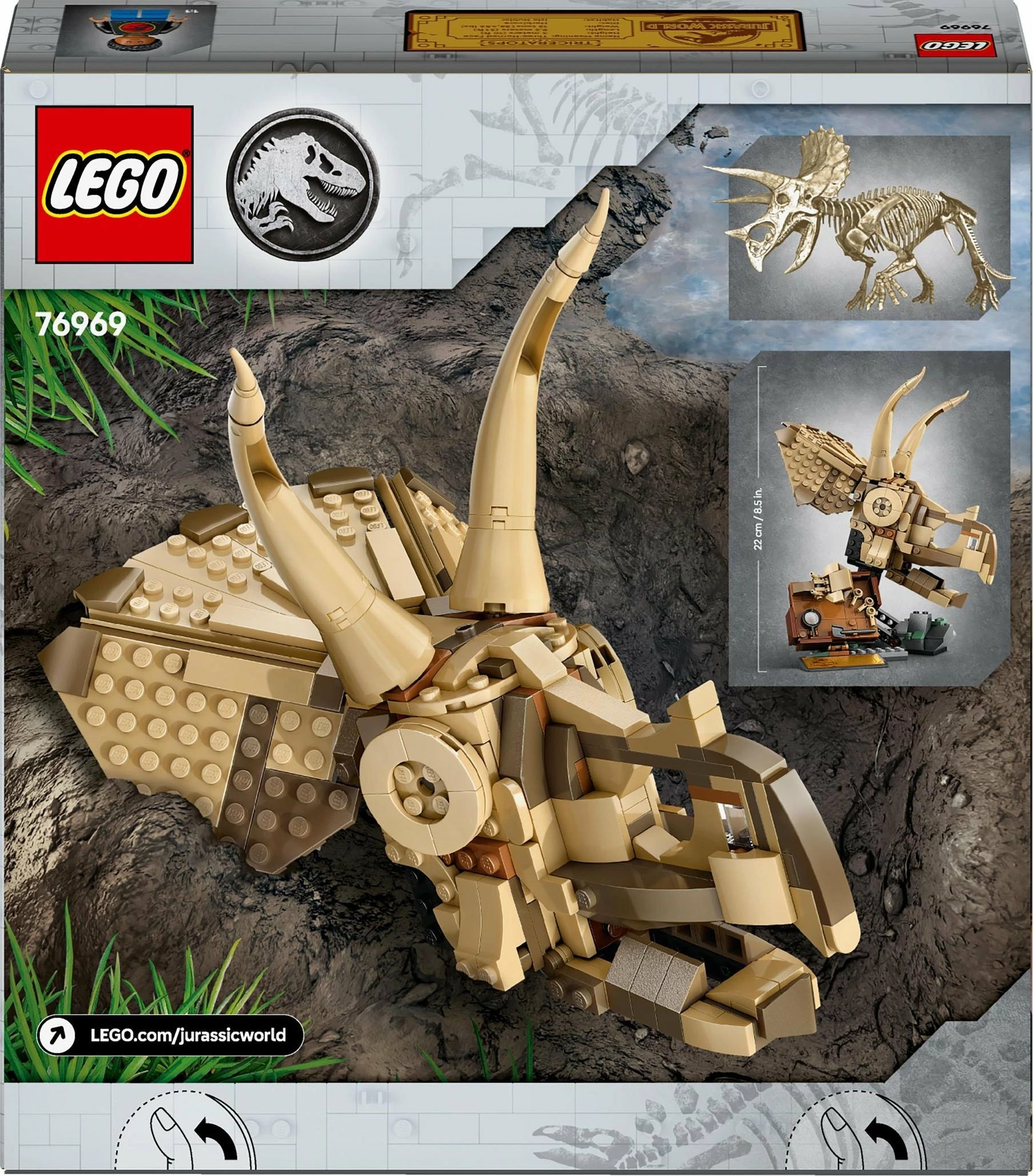 Set LEGO 76969 Jurassic World Triceratops Skull, 468 pjesë