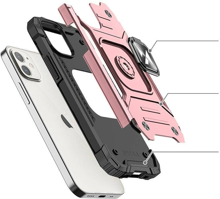 Mbështjellës Wozinsky Ring Armor për iPhone 14 Plus, me mbajtës gishti dhe qëndrim, Gold