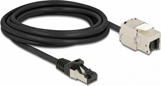 Kabllo rrjeti DeLOCK RJ45 (mashkull) në Keystone RJ45 (femër), Cat6A, 3 m, S/FTP, e zezë