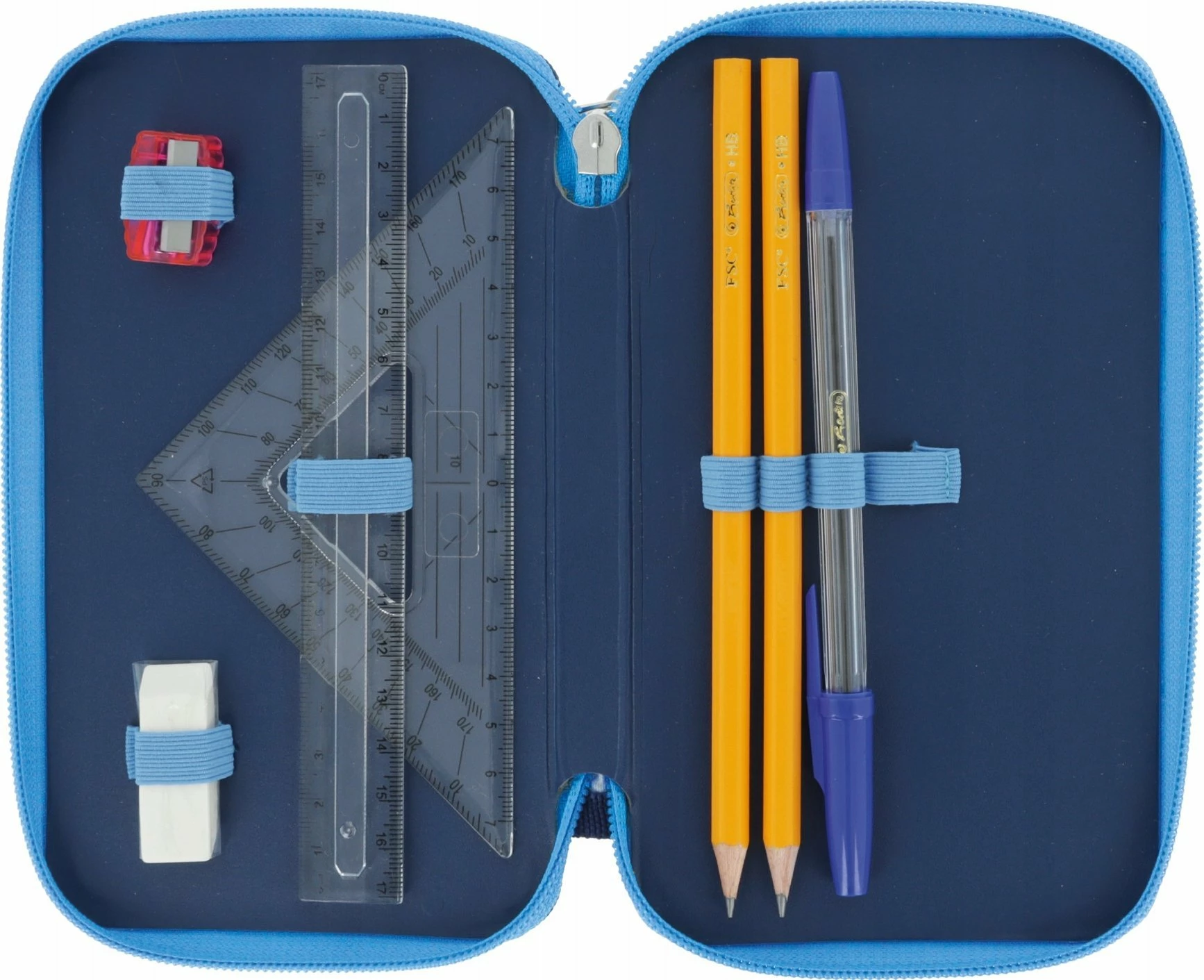 Etui dyfishtë lapsash Herlitz Deep Sea 50043385 23 copë, blu