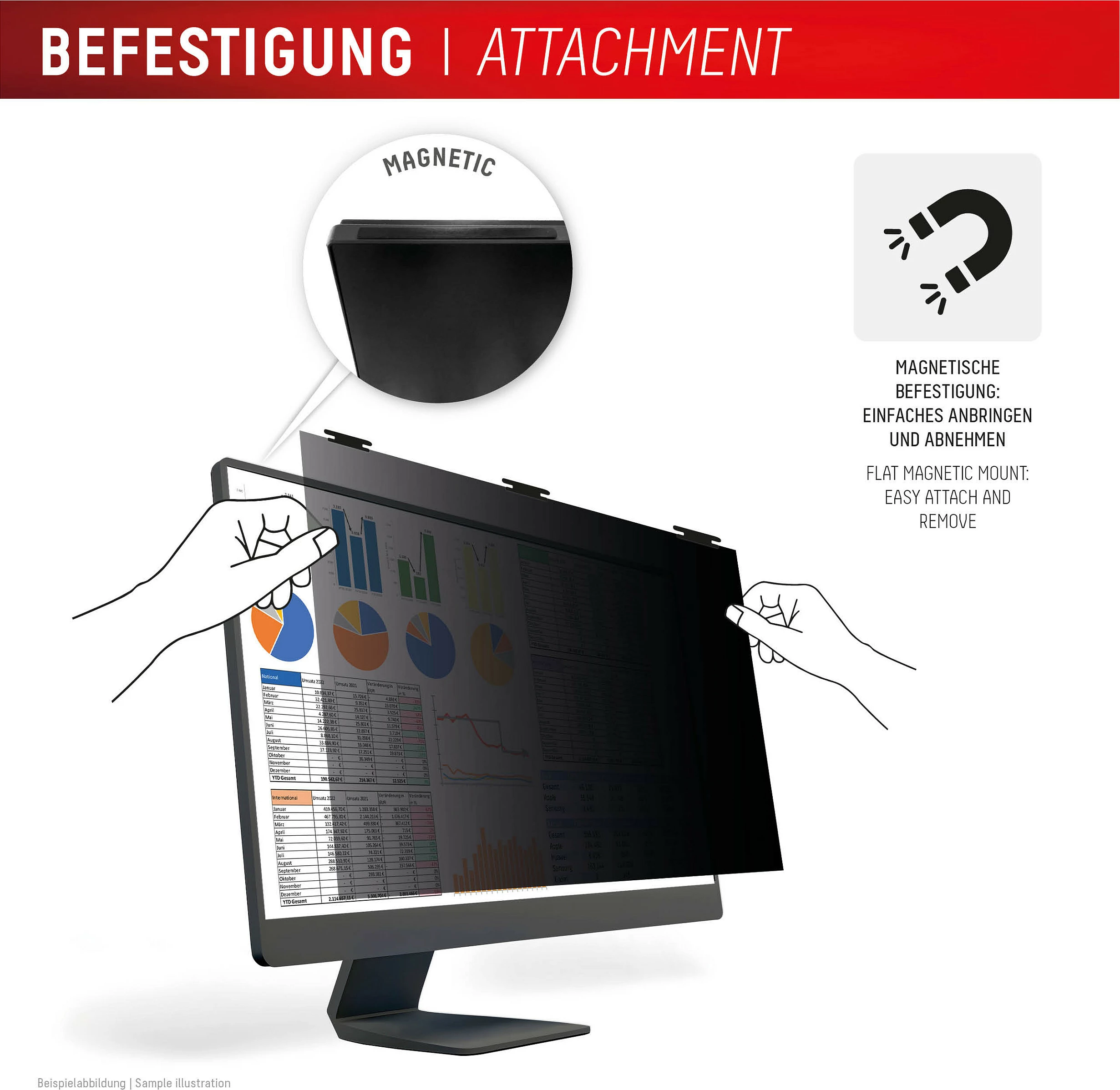 Filtër privatësie për monitor Displex Privacy Safe Desktop Uni 24" 16:10, magnetik, anti-blue, i zi