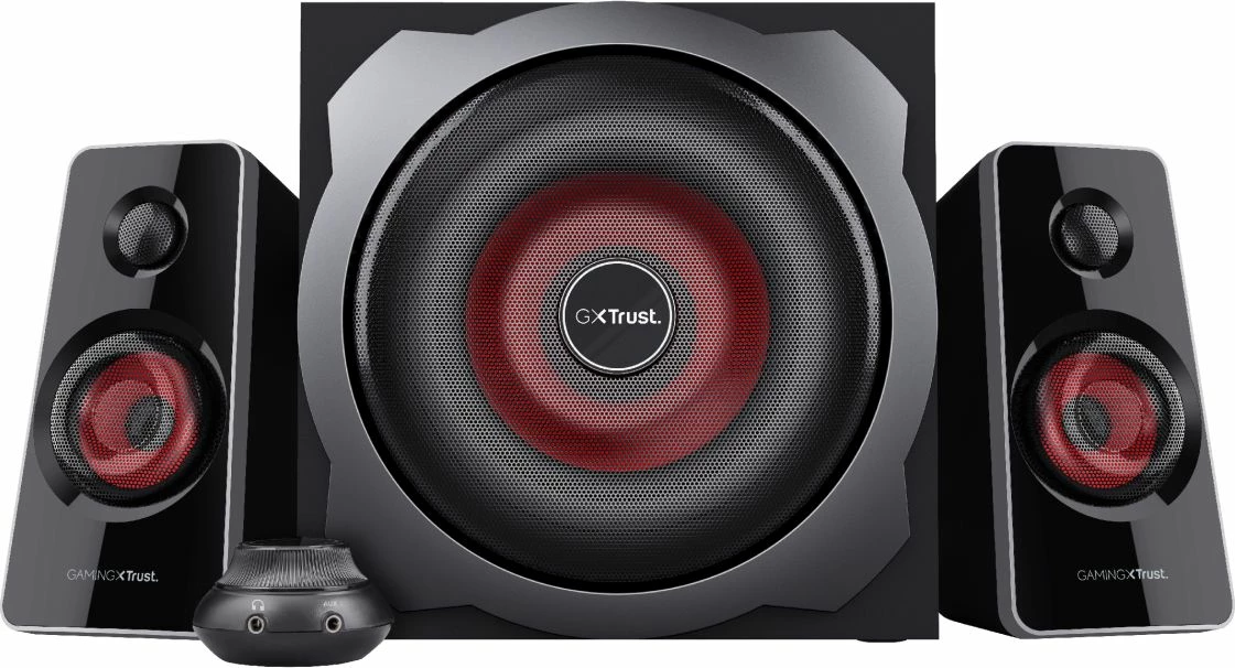 Altoparlantë për kompjuter Trust GXT 38 Tytan (19023) 2.1, 60W RMS (120W max), zezë/kuqe, set me subwoofer