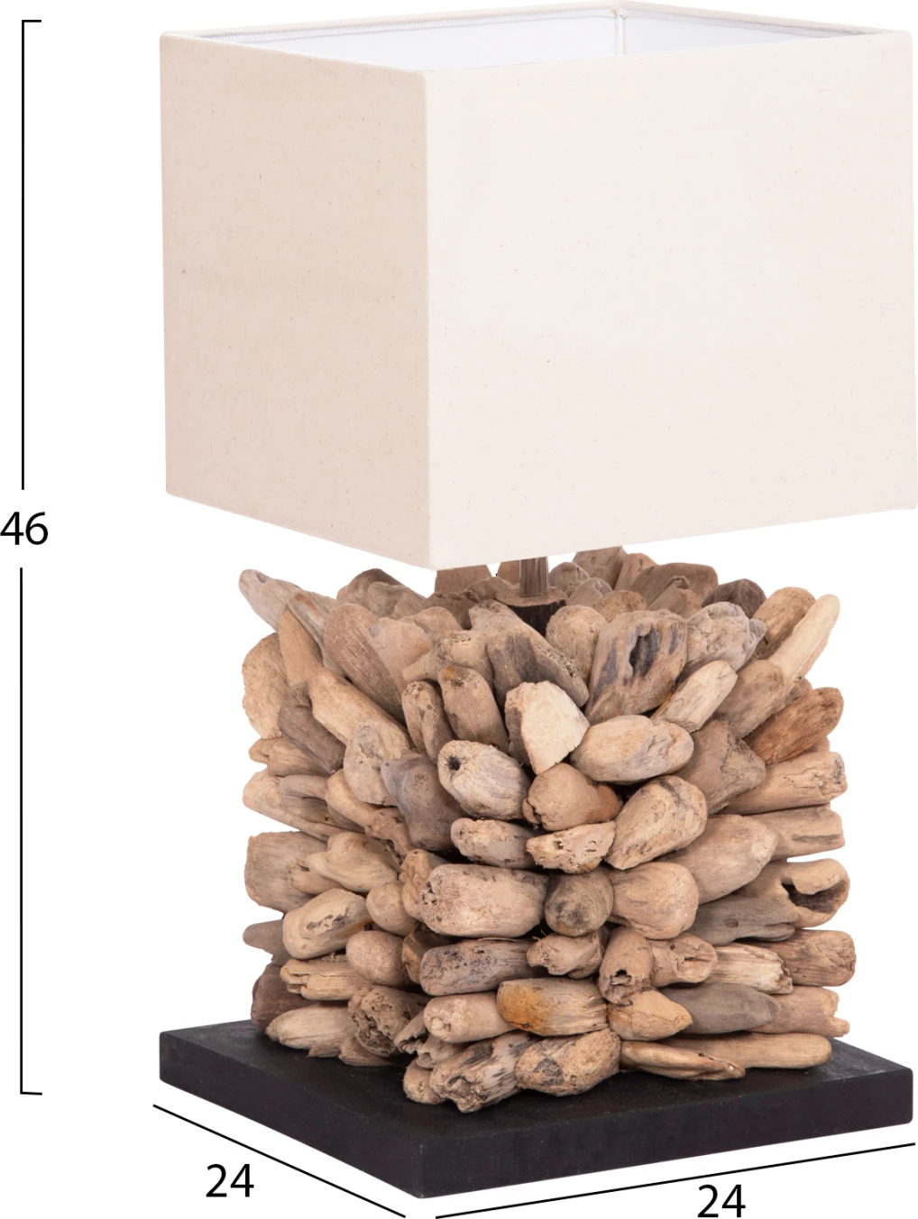 Llambë tavoline formë kubike TWIGGY FH4425 dru i lundruar & kapak i bardhë 24x24x46Hcm