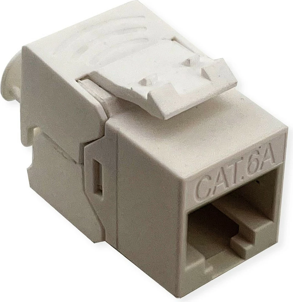 Modul Keystone RJ45 ROLINE Cat6A, tool-less, slim/extra short, unshielded, e bardhë