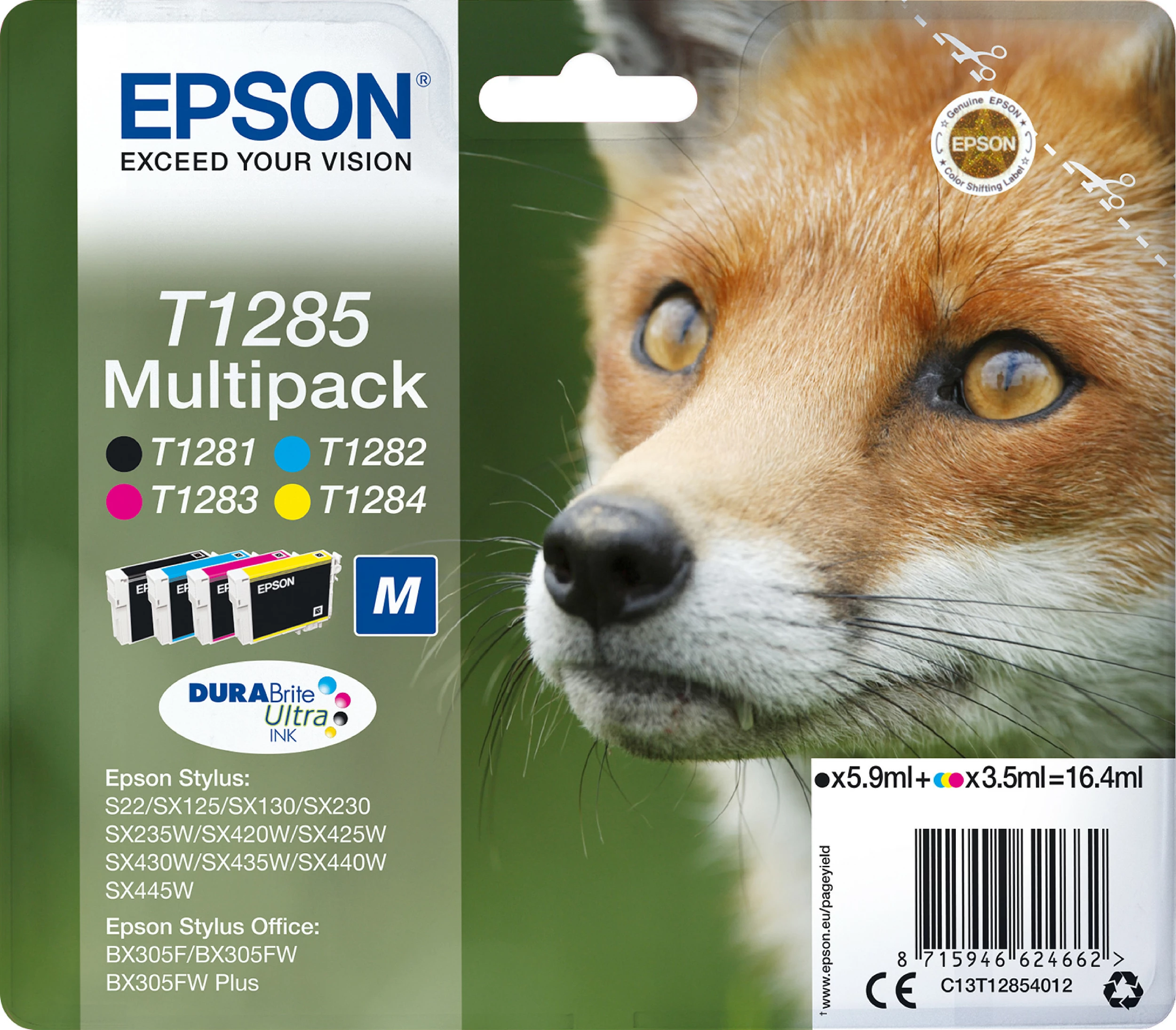 Kartrixhe boje Epson T1285, multipack 4 copë BK/C/M/Y (C13T12854511)