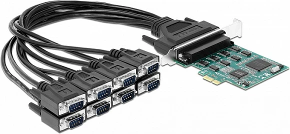 Kartë zgjerimi PCIe DeLOCK 90411, 8x RS-232 (COM), PCIe 1.1, e gjelbër